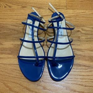 NEW! Jimmy Choo Blue Patent Leather Strap Sandal